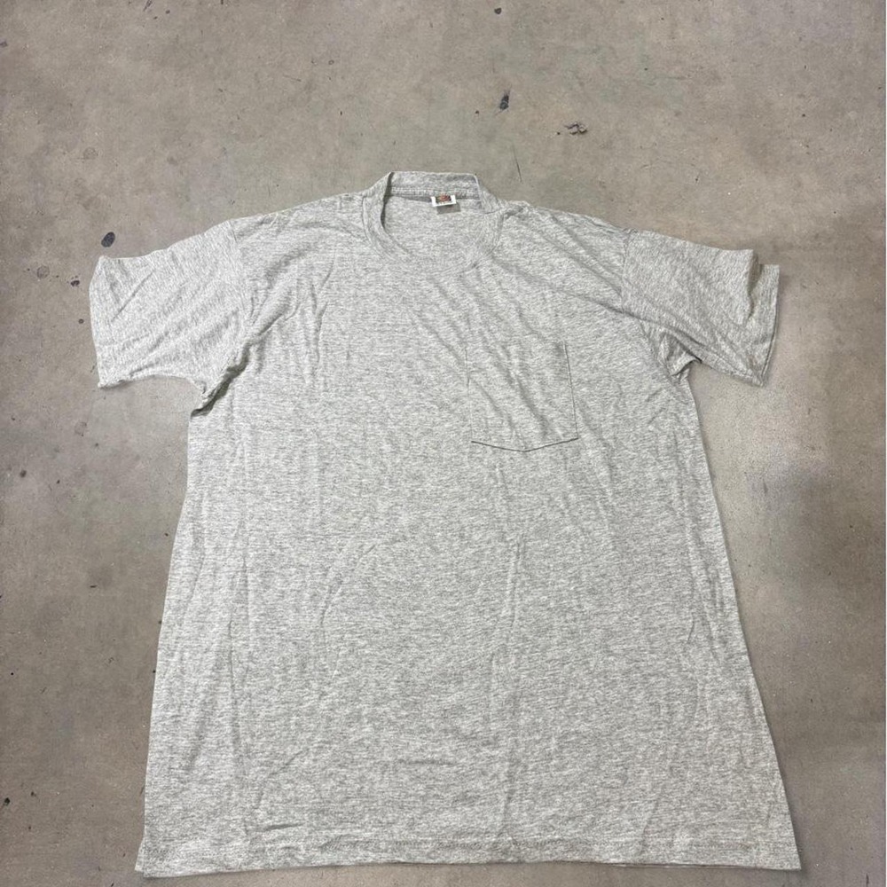 Vintage Fruit of the Loom Grey Selvedge Pocket Shirt Mens XL